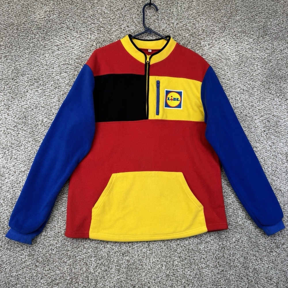Lidl Sweatshirt Men's Medium Multi-Color Pullover Fleece Quarter Zip Employee‎